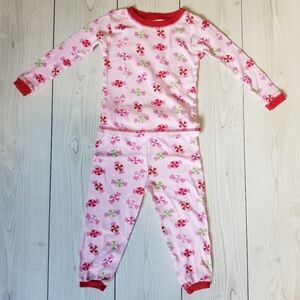 Just one year festive holiday pink and red peppermint 2 piece pajama size 18 mo